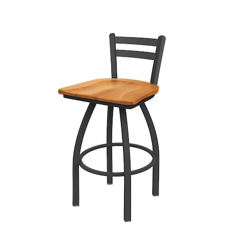 Holland Bar Stool Co 30" Low Back Swivel Bar Stool, Pewter Finish, Med Maple Seat 41130PWMedMpl